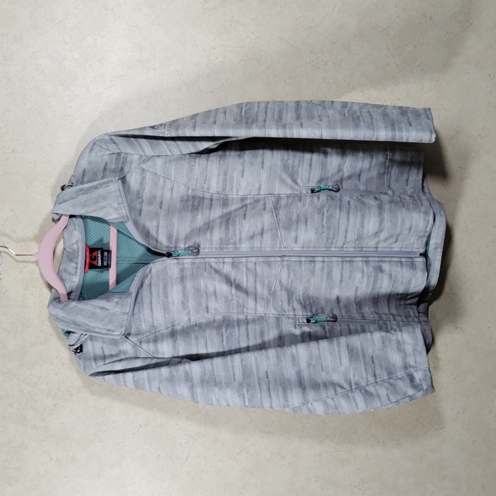 5131 Gerry gray marbled all weather jacket w/removable hood M